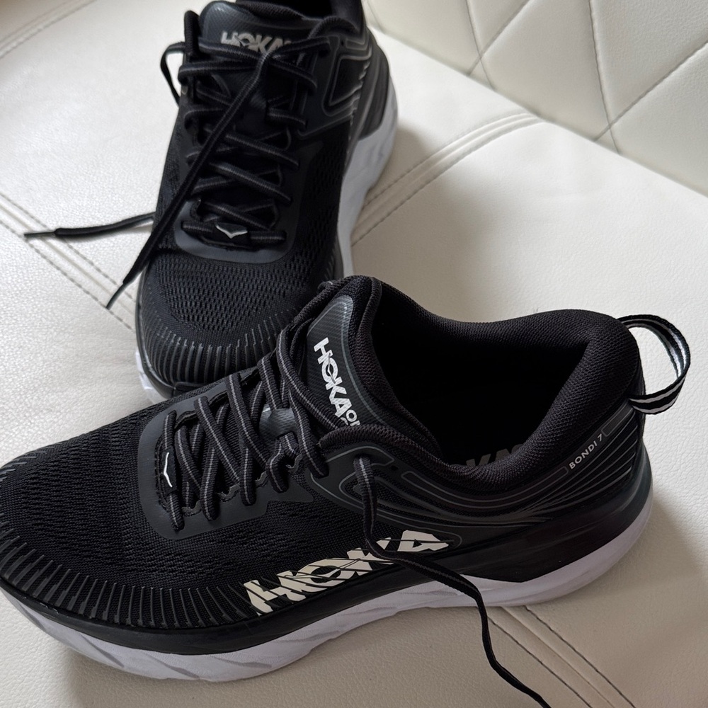 Hoka Men's Black and White Athletic Shoes
